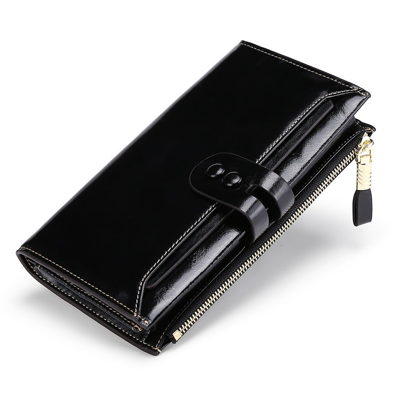 Genuine Leather Clutch Antimagnetic Vintage Oil Ladies Wallets