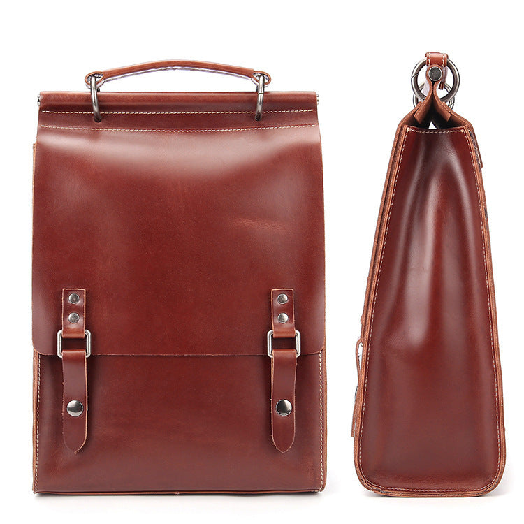 Wind Leather Unisex Cowhide Big Hair Handbags