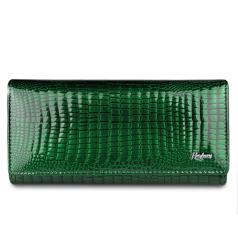 Women's Patent Leather Genuine Female Crocodile Pattern Ladies Wallets