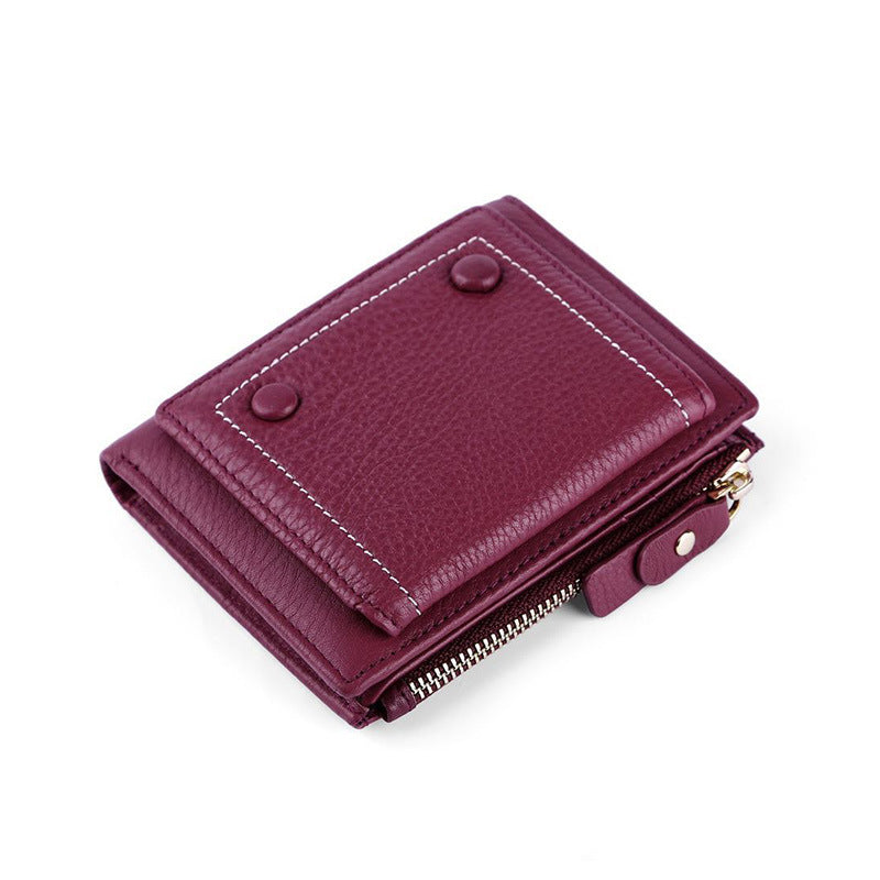 Women's Large Capacity Genuine Leather Short First Ladies Wallets