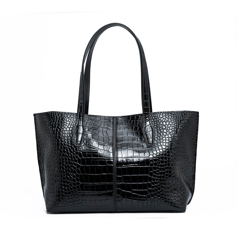 Women's Source Genuine Leather Portable Crocodile Pattern Handbags