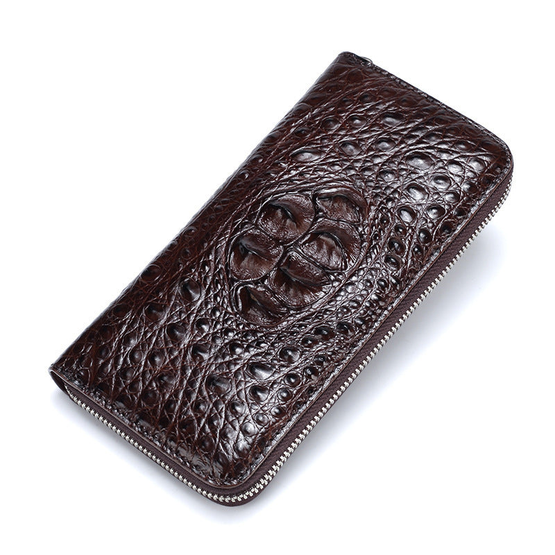 Men's Siamese Crocodile Fish Leather Clutch Large Men's Handbags
