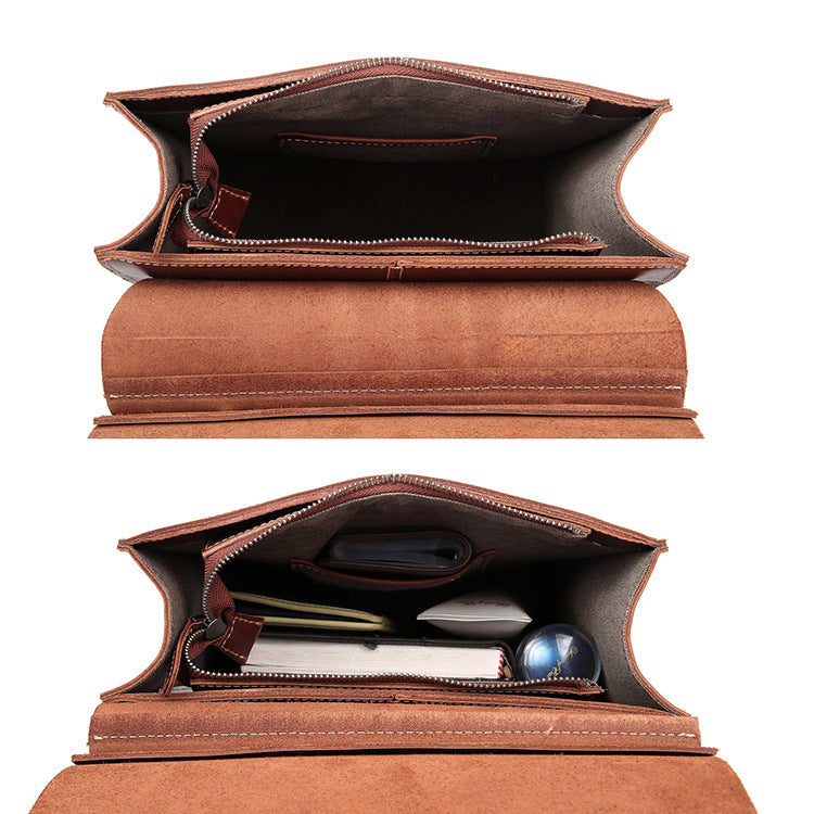 Wind Leather Unisex Cowhide Big Hair Handbags