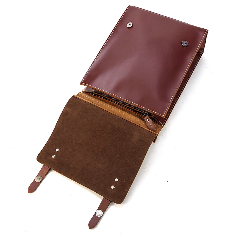 Wind Leather Unisex Cowhide Big Hair Handbags