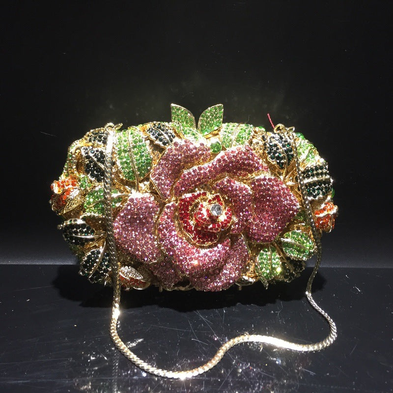 Women's One Flower Hollow Jeweled Dinner Crystal Handbags