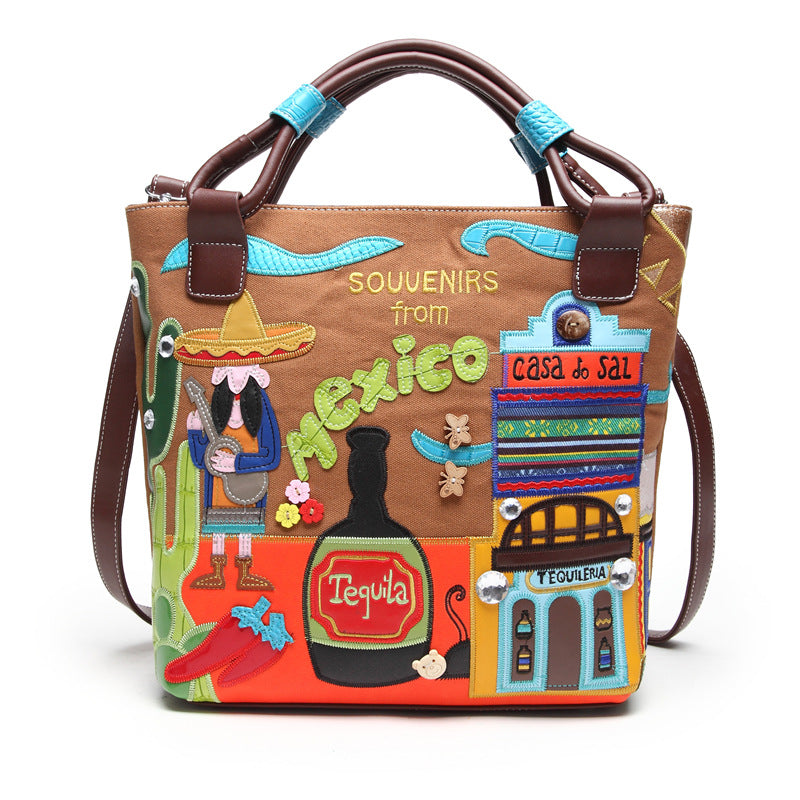 Women's Retro Portable Korean Style Handmade Embroidery Trendy Handbags
