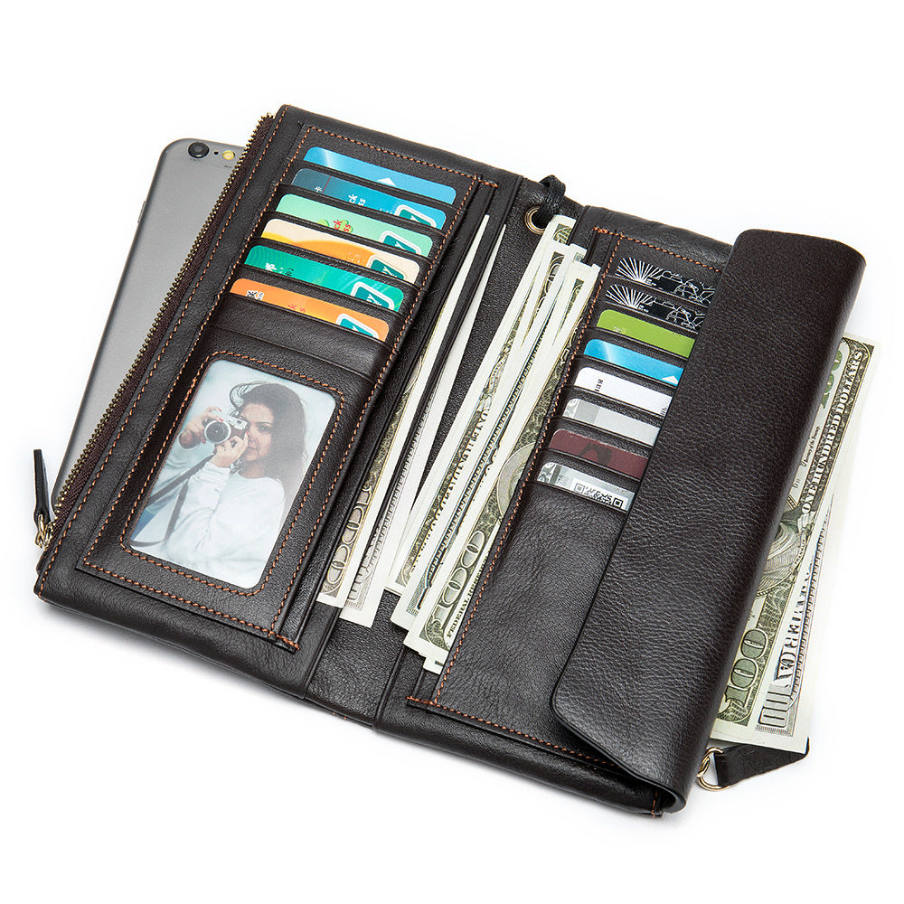 Genuine Leather Clutch Retro Korean Type Large Bags