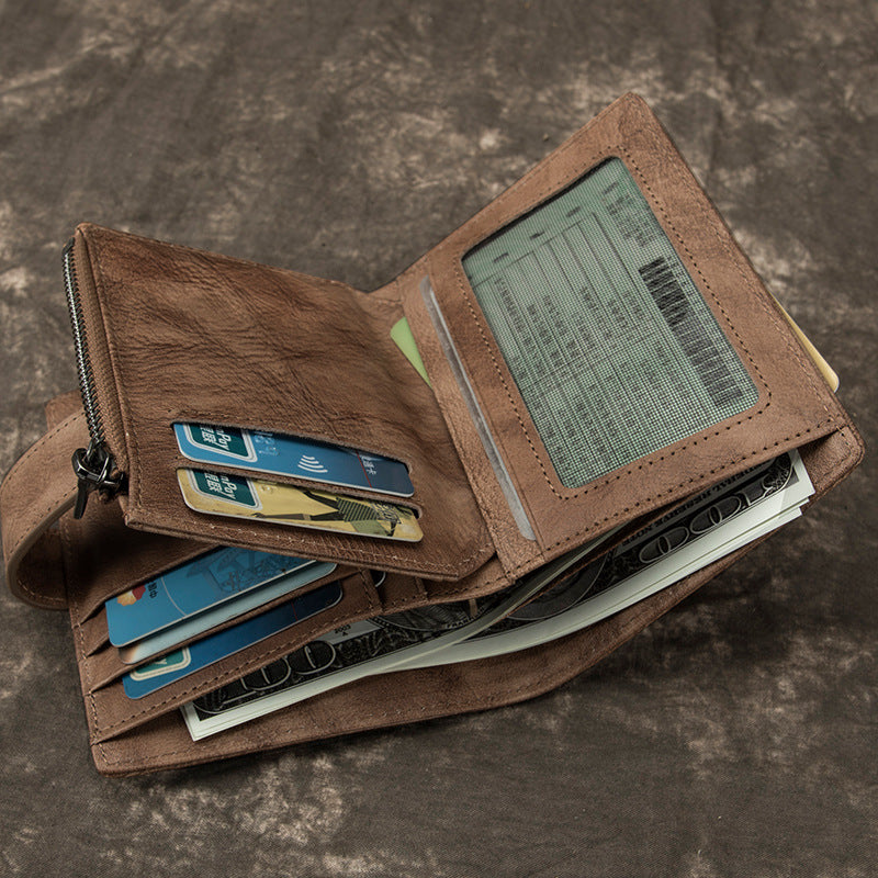 Men's Layer Cowhide Clutch Handmade Male Leather Bags
