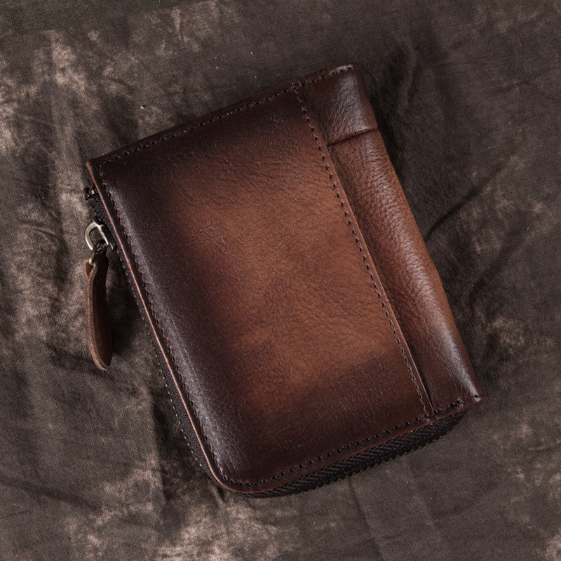 Men's Retro Short Genuine Leather Large Capacity Men's Wallets
