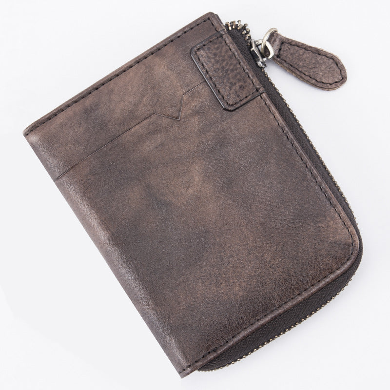 Men's Retro Short Genuine Leather Large Capacity Men's Wallets