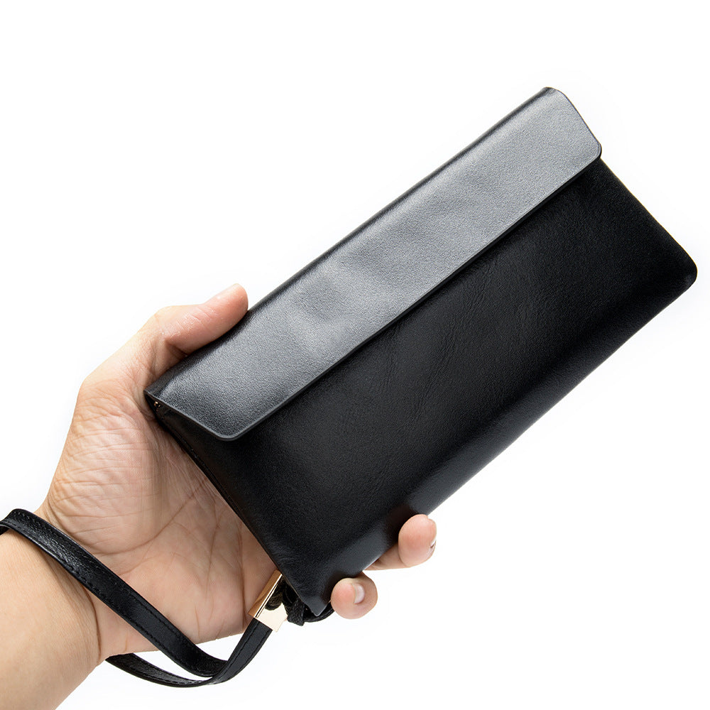 Genuine Leather Clutch Retro Korean Type Large Bags