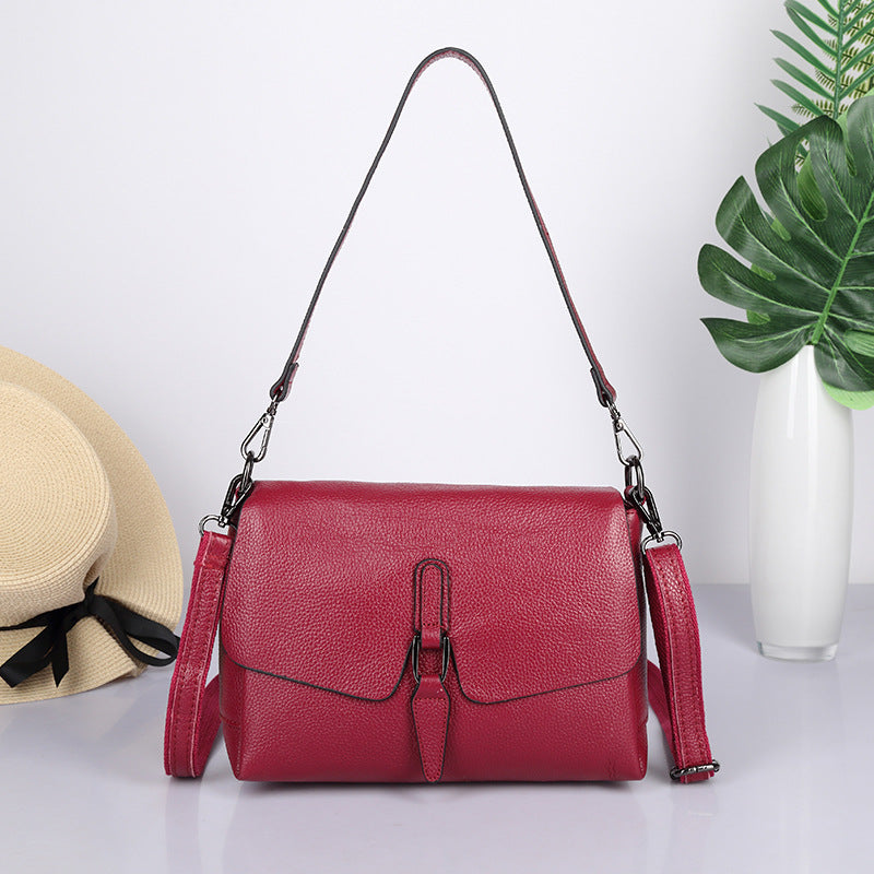 Women's Genuine Leather Soft Noodle Large Capacity Crossbody Bags