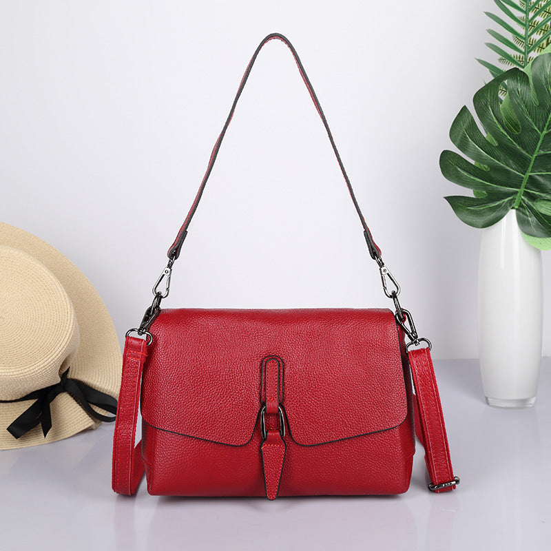 Women's Genuine Leather Soft Noodle Large Capacity Crossbody Bags