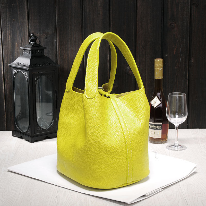 Women's Lunch Box Head Cowhide Genuine Leather Handbags
