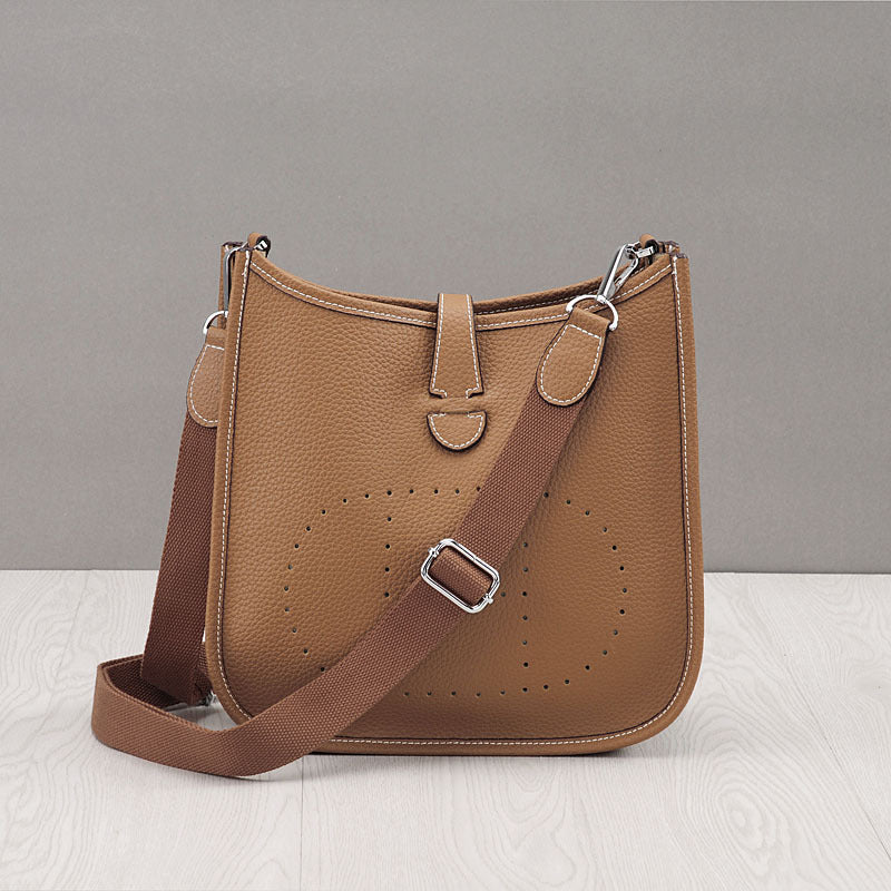 Women's Genuine Leather Fashion Punching Korean Style Crossbody Bags