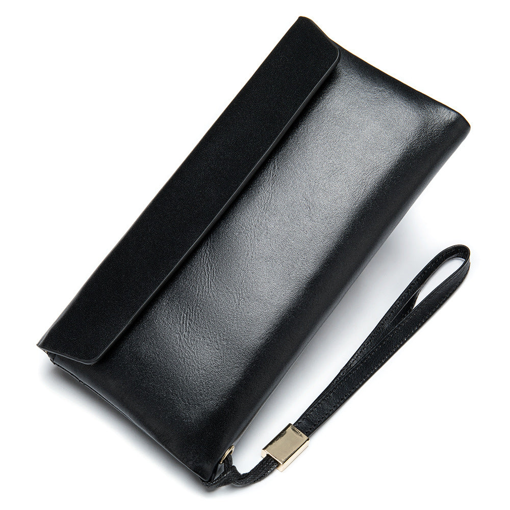 Genuine Leather Clutch Retro Korean Type Large Bags
