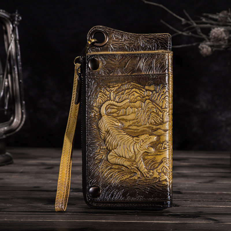 Men's First Layer Tree High Leather Retro Men's Wallets