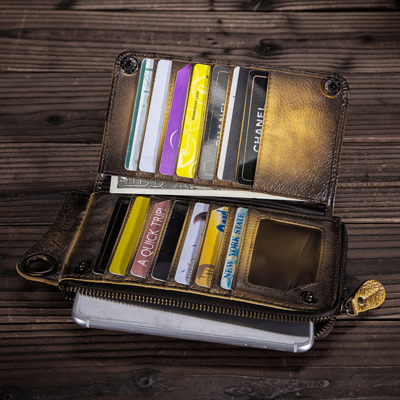 Men's First Layer Tree High Leather Retro Men's Wallets