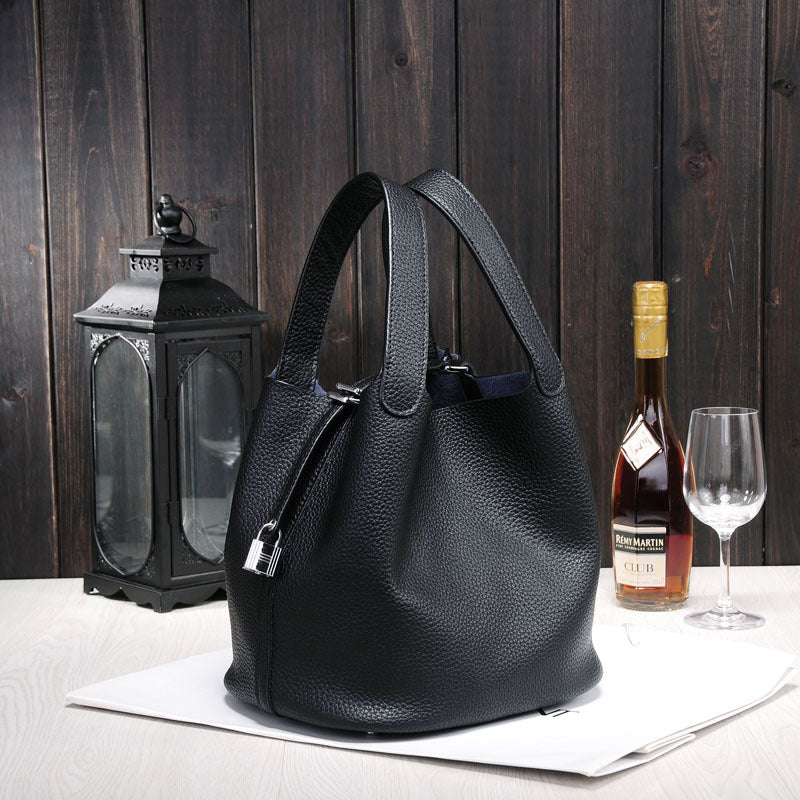 Women's Lunch Box Head Cowhide Genuine Leather Handbags