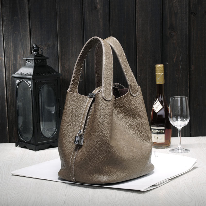 Women's Lunch Box Head Cowhide Genuine Leather Handbags