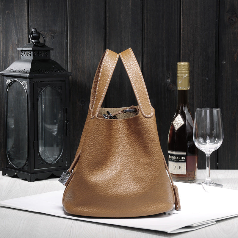 Women's Lunch Box Head Cowhide Genuine Leather Handbags