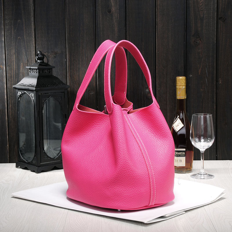 Women's Lunch Box Head Cowhide Genuine Leather Handbags