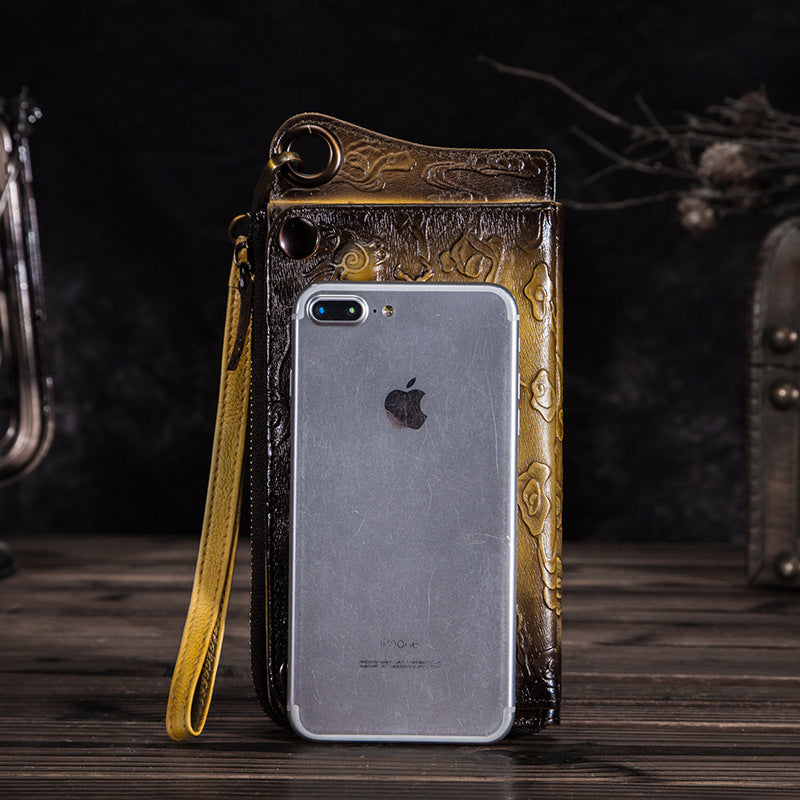 Men's First Layer Tree High Leather Retro Men's Wallets