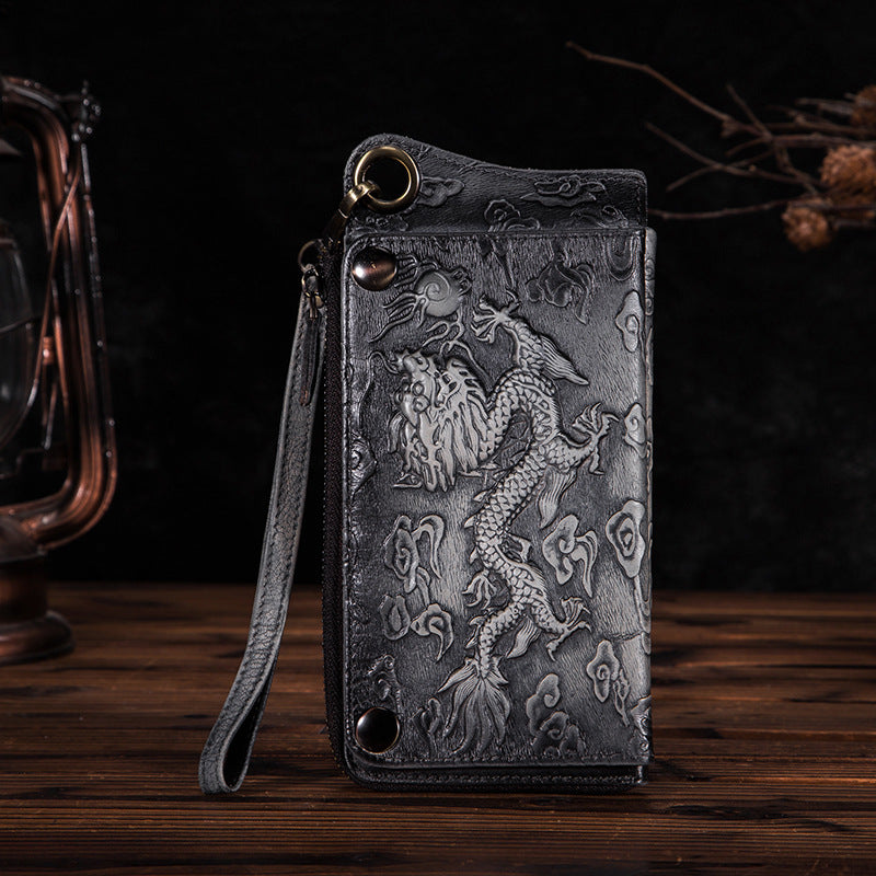 Men's First Layer Tree High Leather Retro Men's Wallets