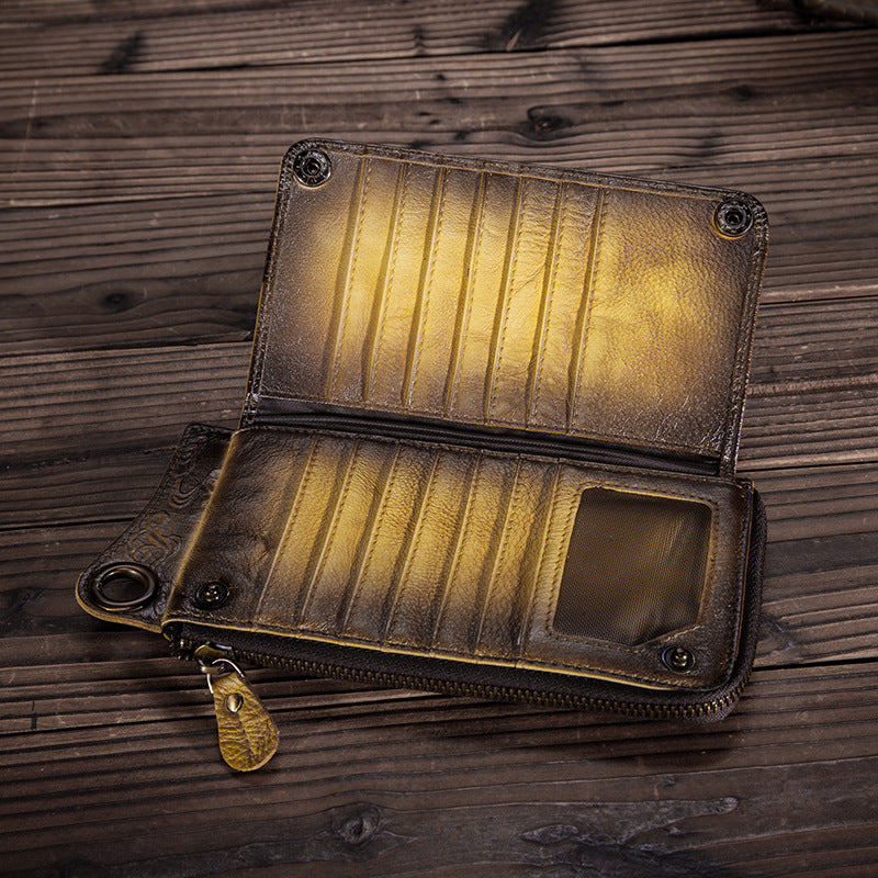 Men's First Layer Tree High Leather Retro Men's Wallets