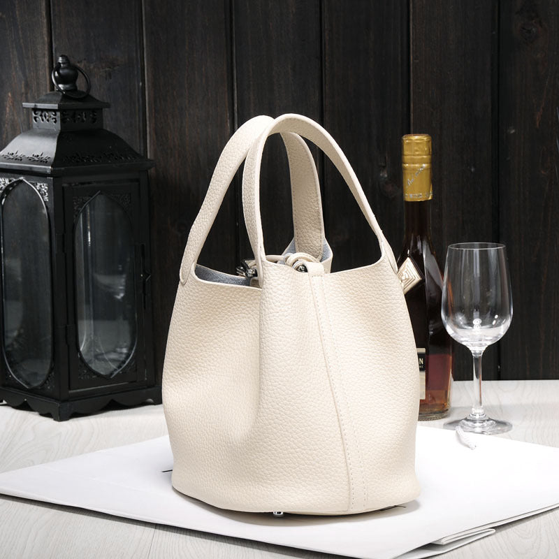 Women's Lunch Box Head Cowhide Genuine Leather Handbags