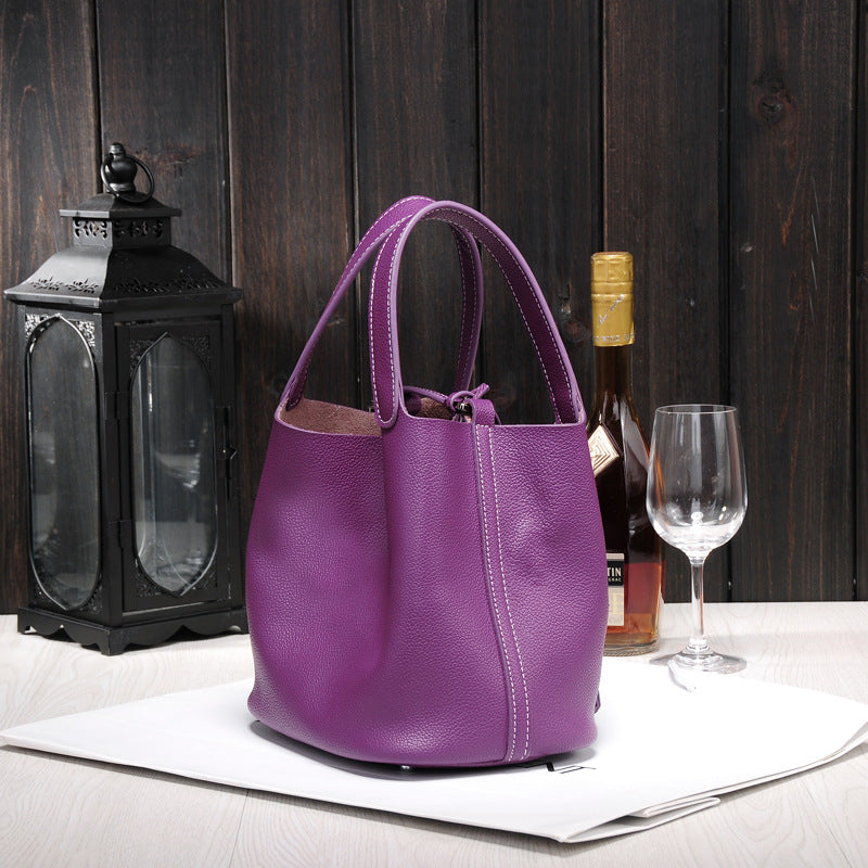 Women's Lunch Box Head Cowhide Genuine Leather Handbags