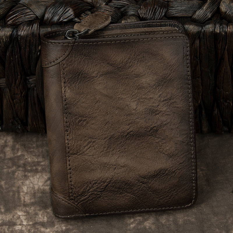 Men's Short Genuine Leather Vertical Driving License Men's Wallets