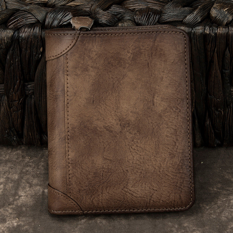 Men's Short Genuine Leather Vertical Driving License Men's Wallets