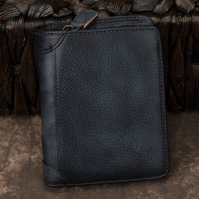 Men's Short Genuine Leather Vertical Driving License Men's Wallets