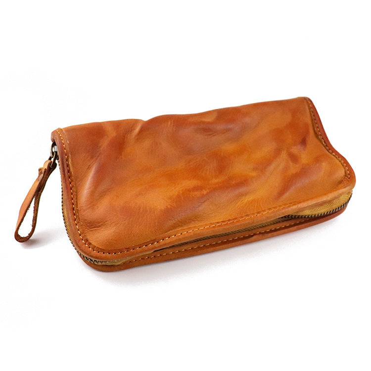 Leather Distressed Large Capacity Cash Check Mobile Zipper Ladies Wallets
