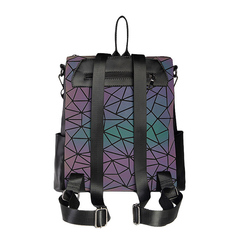 Women's Luminous Magic Color Unisex Geometric Rhombus Backpacks