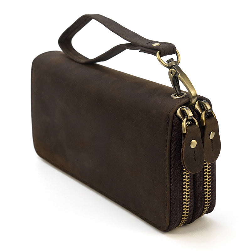 Men's Horse Leather Zipper Long Genuine Premium Men's Handbags