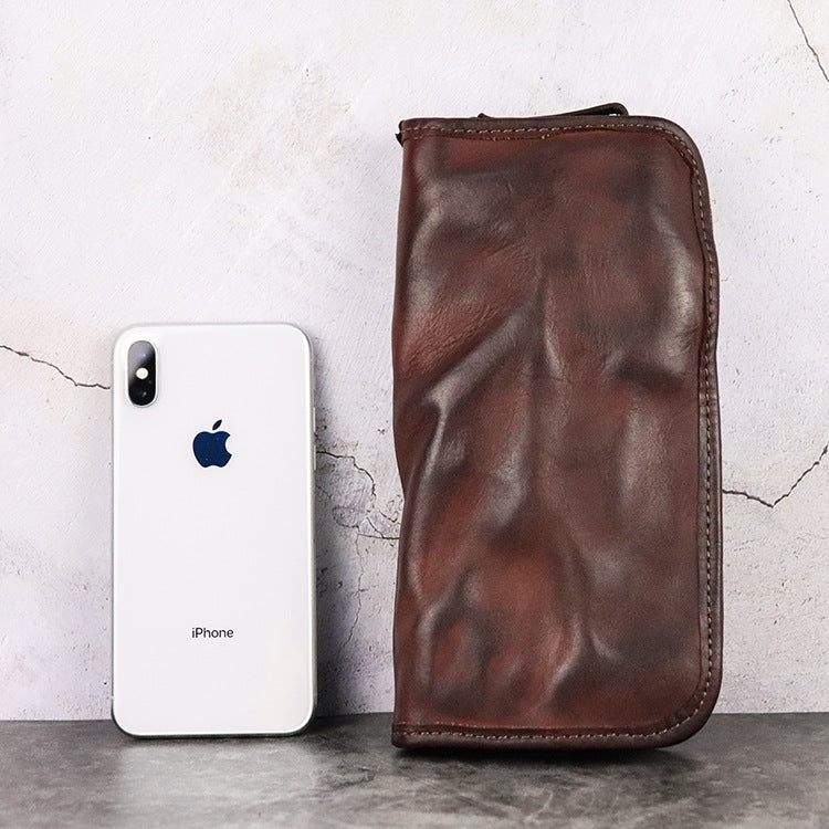 Leather Distressed Large Capacity Cash Check Mobile Zipper Ladies Wallets