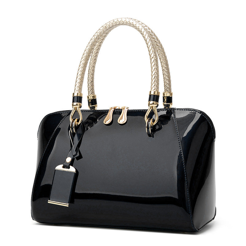 Women's Glossy Bridal Versatile Patent Leather Textured Handbags