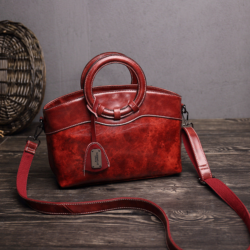 Women's Paul Oil Waxed Leather Fashion Retro Handbags