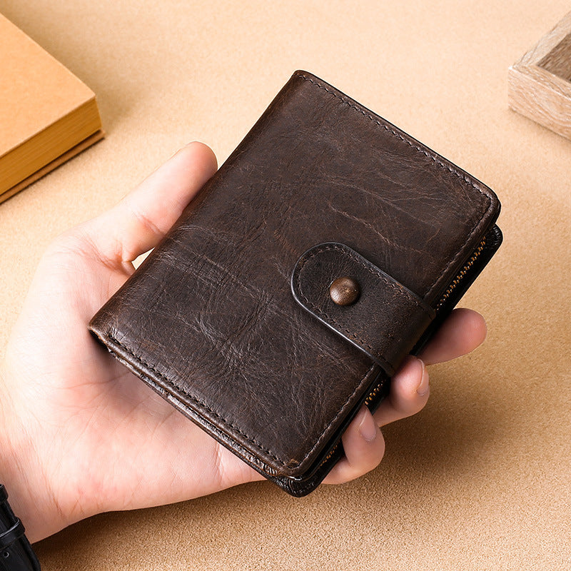 Men's Crazy Horse Leather Retro Short Men's Wallets
