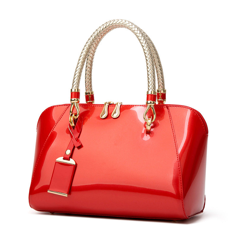 Women's Glossy Bridal Versatile Patent Leather Textured Handbags