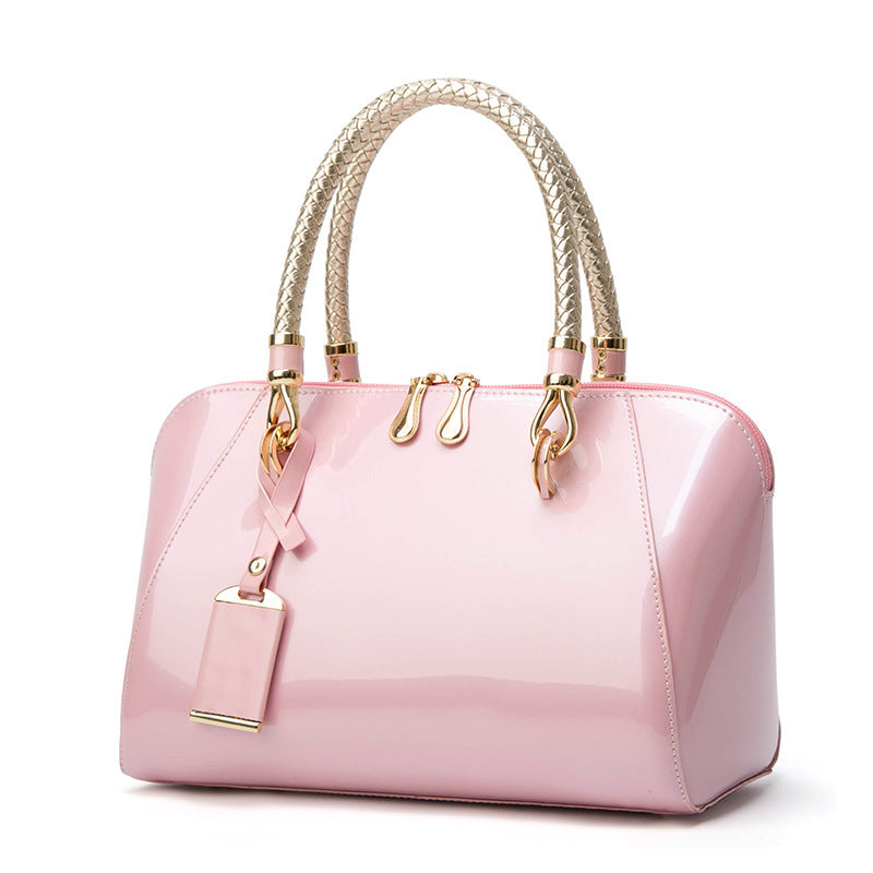 Women's Glossy Bridal Versatile Patent Leather Textured Handbags