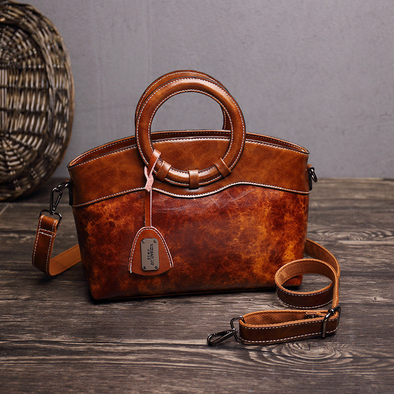 Women's Paul Oil Waxed Leather Fashion Retro Handbags