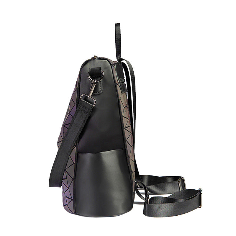 Women's Luminous Magic Color Unisex Geometric Rhombus Backpacks