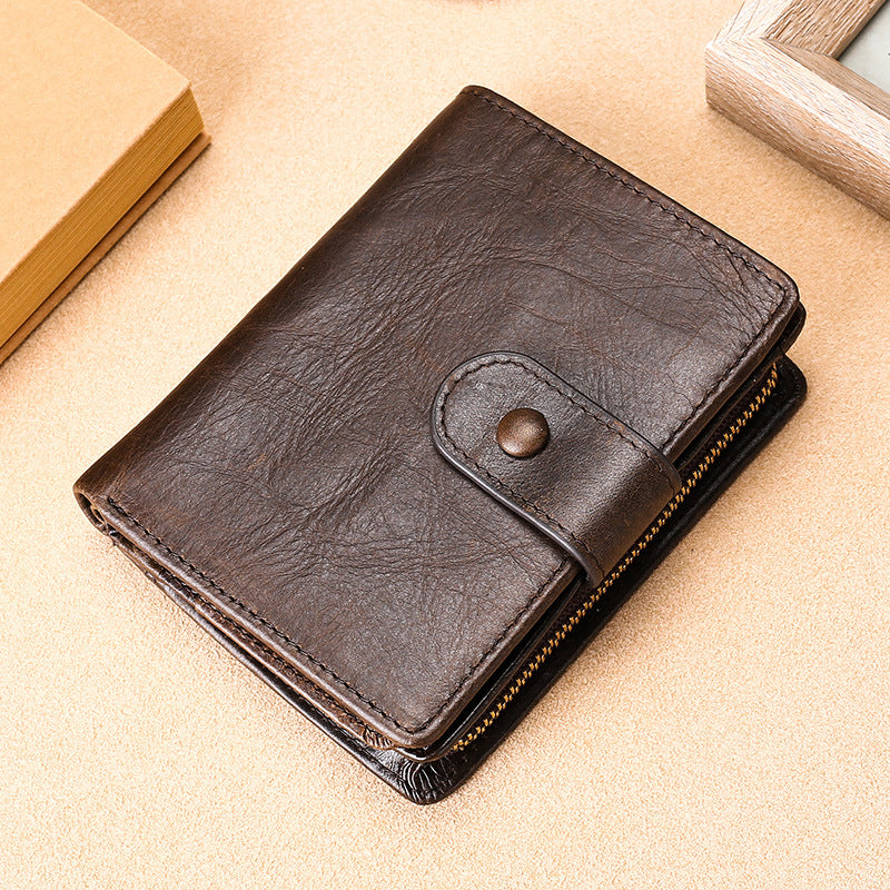 Men's Crazy Horse Leather Retro Short Men's Wallets