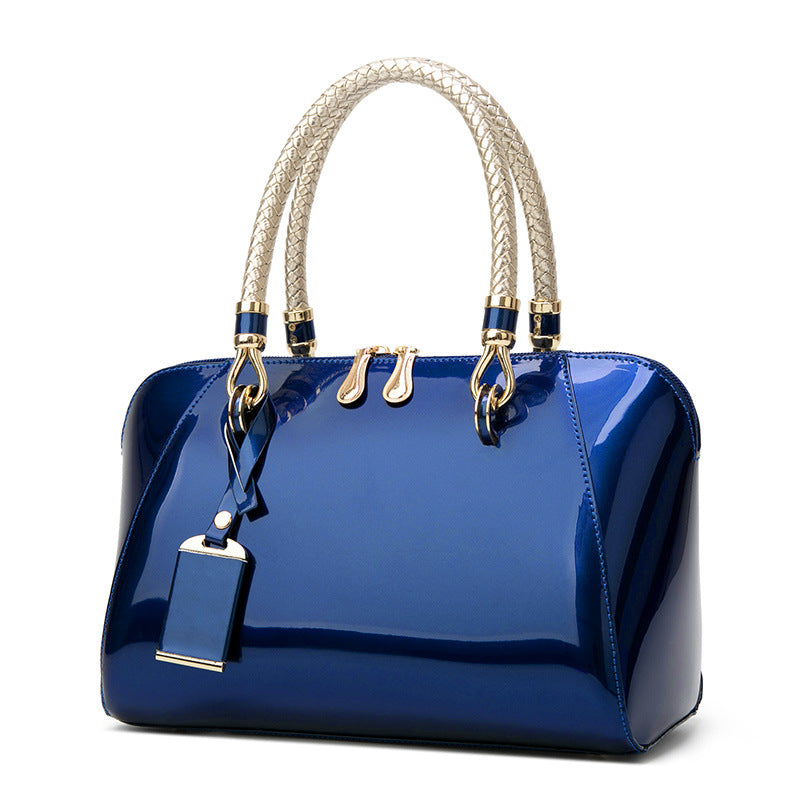 Women's Glossy Bridal Versatile Patent Leather Textured Handbags