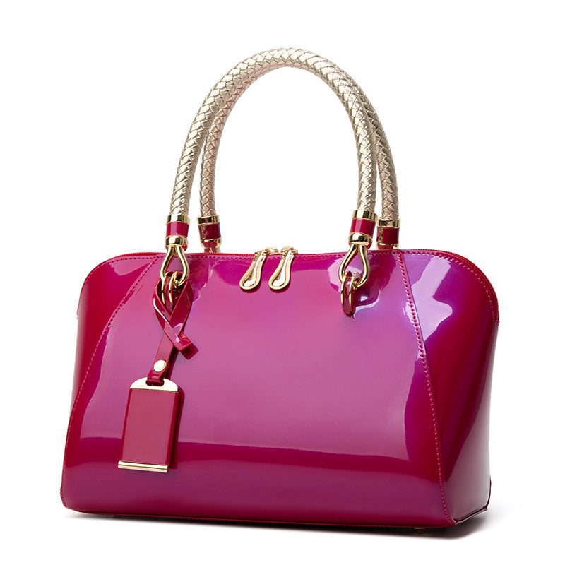 Women's Glossy Bridal Versatile Patent Leather Textured Handbags
