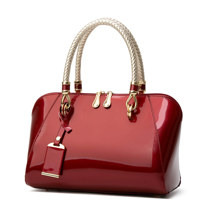 Women's Glossy Bridal Versatile Patent Leather Textured Handbags