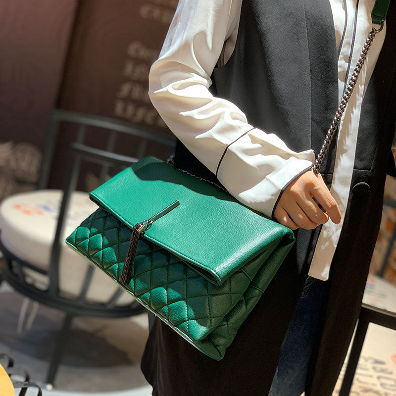 Women's Fashion Diamond Plaid Embroidered Korean Versatile Shoulder Bags